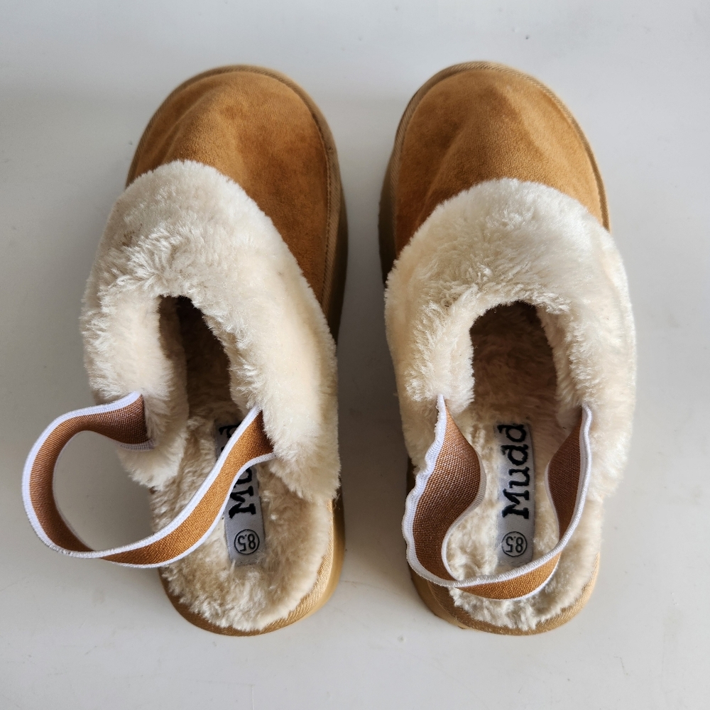 Mudd Platform Faux Fur Lined Cozy Slippers Size 8.5 - Picture 4 of 8